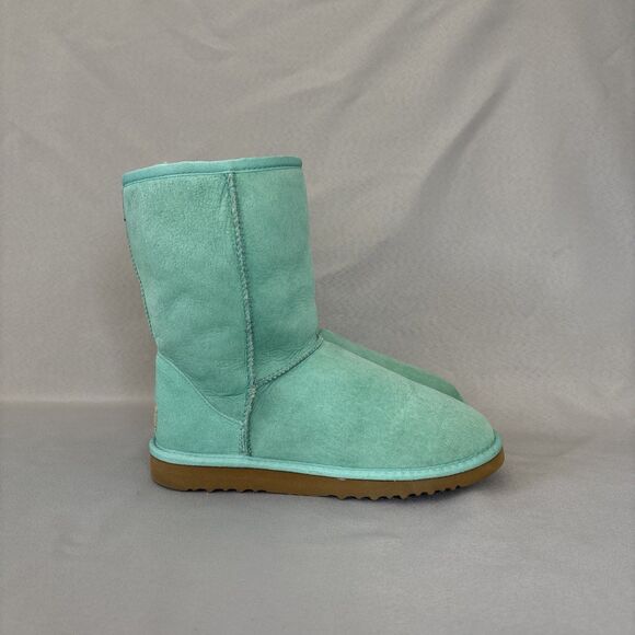 Womens UGG Australia Boots Classic Short Aqua Suede Wool Light Green Blue Sz 6 - Picture 6 of 16